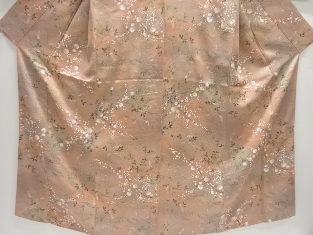  枝梅に草花模様小紋着物